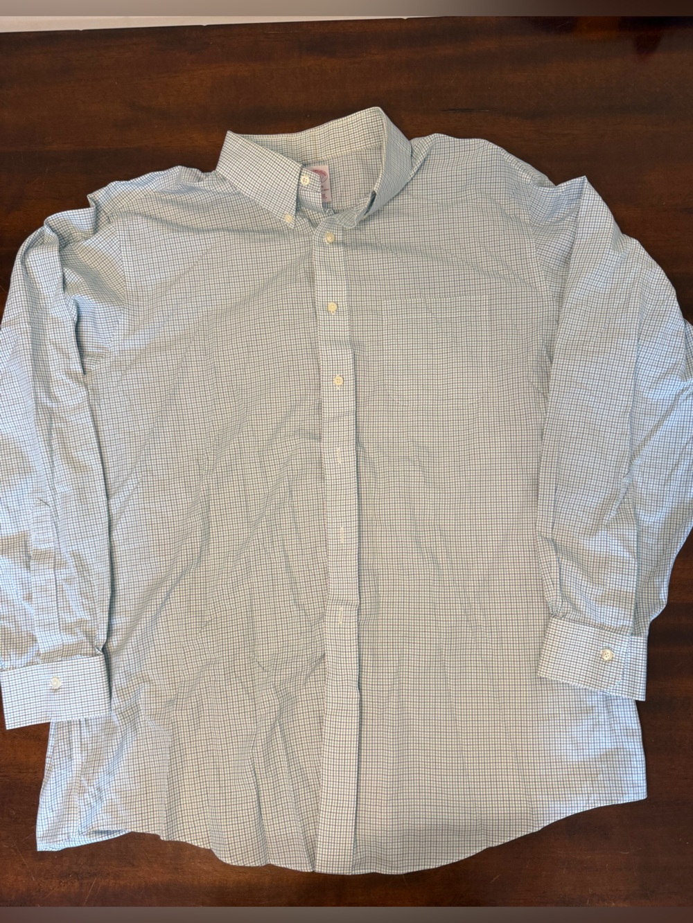 Brooks brothers Light Blue Mini-Check Button-Down Dress Shirt
